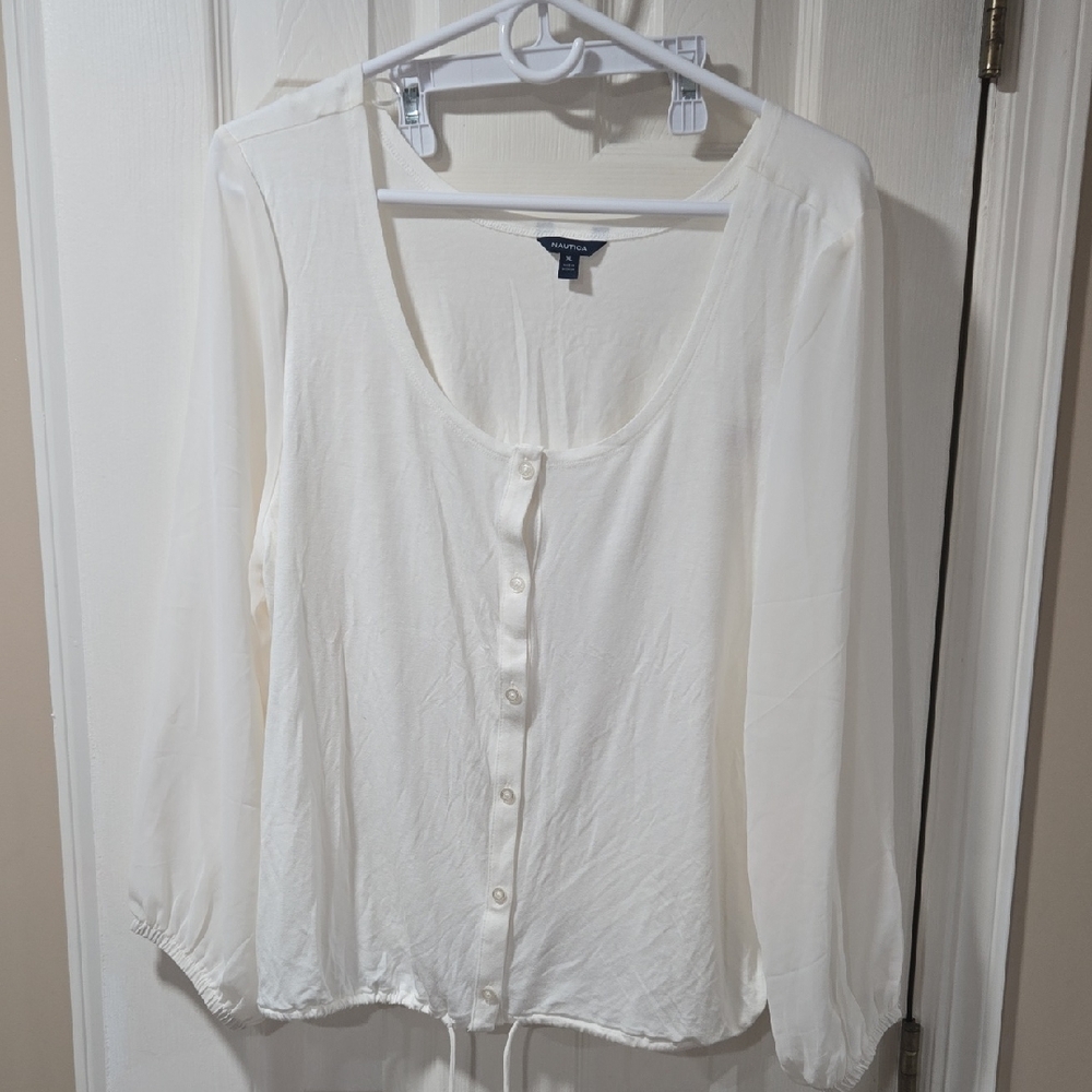 Nautica Women's Cream Button-Up Blouse